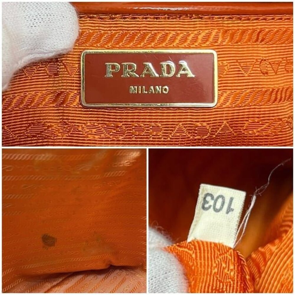 Prada 2 way Bag Orange Patent Leather 103 - Picture 4 of 10